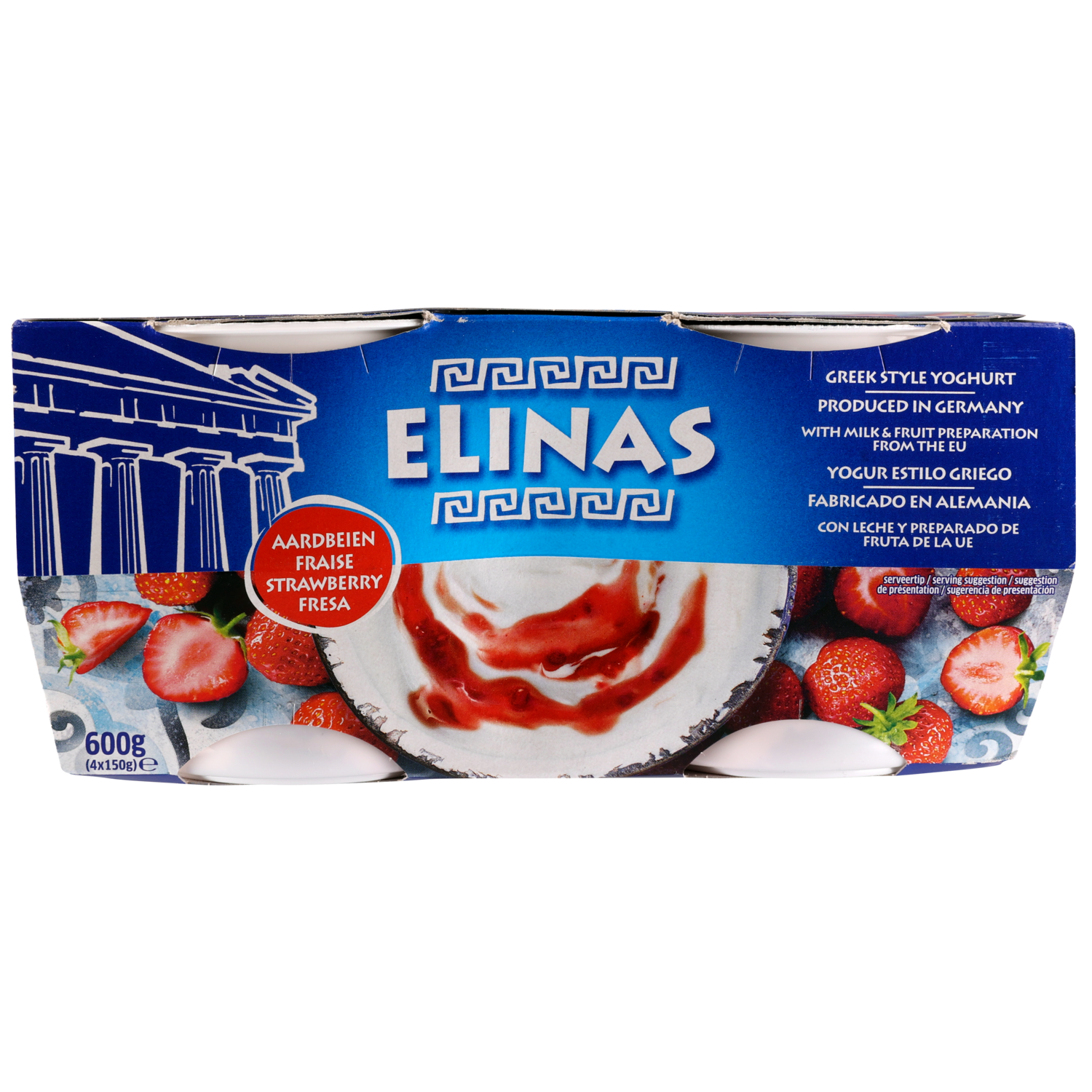 Elinas Yoghurt griekse stijl aardbei 4 stuks