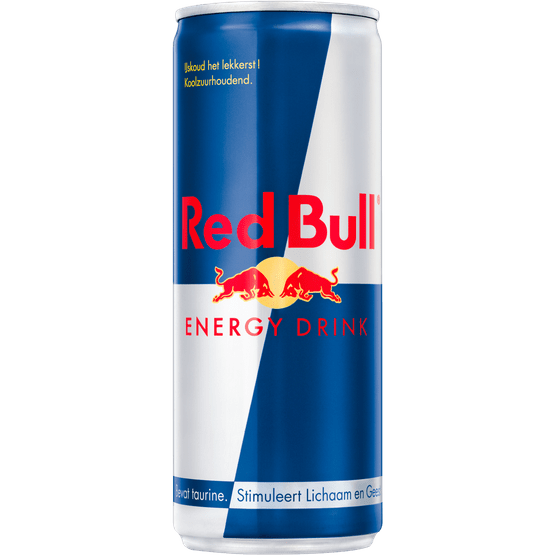 Foto van Red Bull Energy drink op witte achtergrond