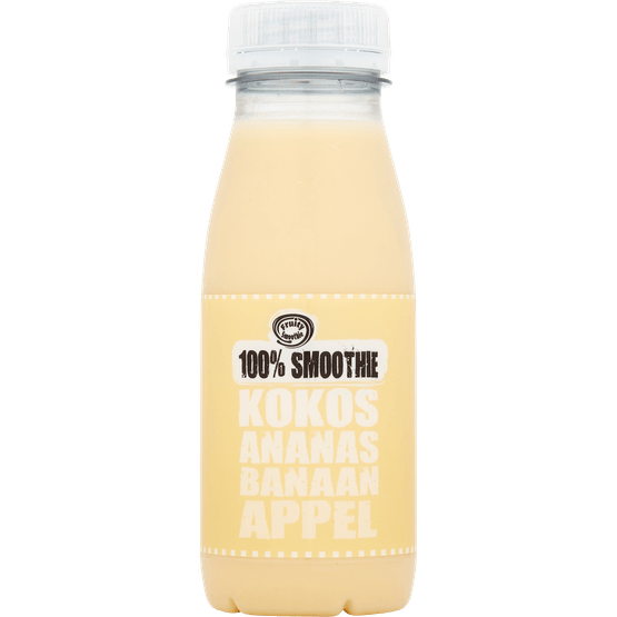 Foto van Fruity King 100% smoothie kokos op witte achtergrond