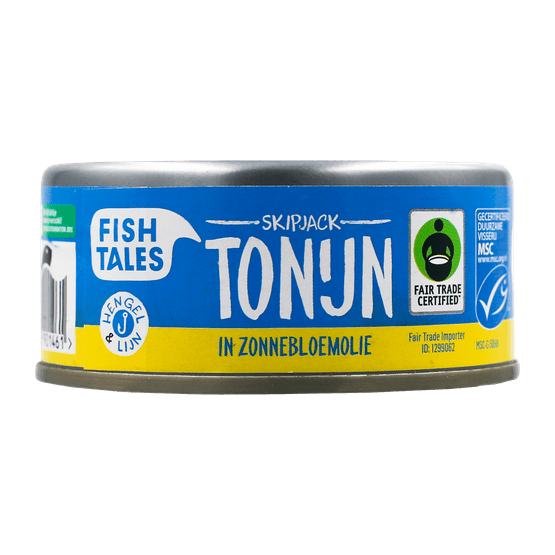Foto van Fish Tales Skipjack tonijn in zonnebloemolie op witte achtergrond