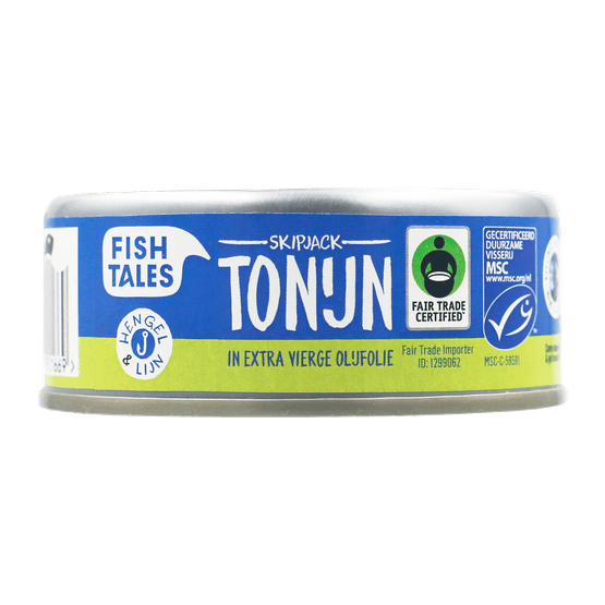 Foto van Fish Tales Tonijn in olijfolie op witte achtergrond