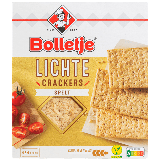 Foto van Bolletje Lichte crackers spelt 4 x 4 stuks op witte achtergrond