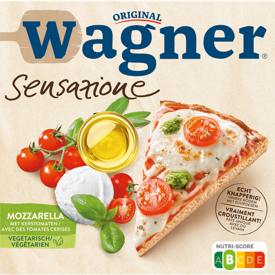 Foto van Wagner Sensazione pizza mozzarella op witte achtergrond