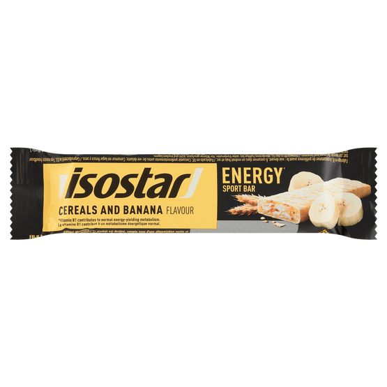 Foto van Isostar Energy sport bar banaan op witte achtergrond