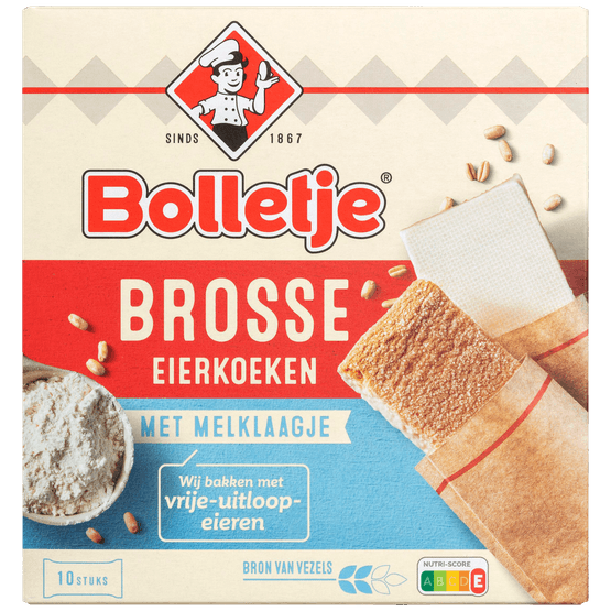 Foto van Bolletje Brosse eierkoek melk 10 stuks op witte achtergrond