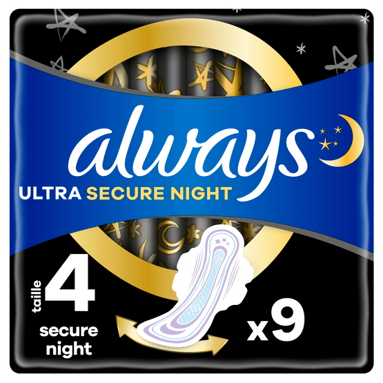 Foto van Always Maandverband ultra secure night op witte achtergrond