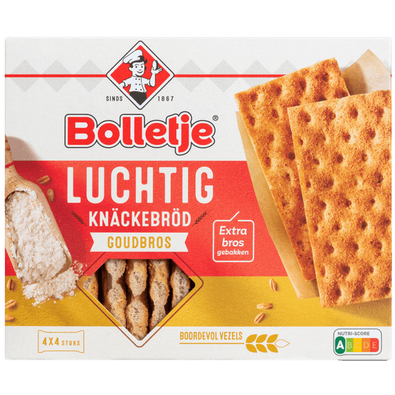 Foto van Bolletje Knackebrod luchtig goudbros op witte achtergrond