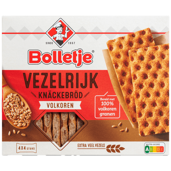 Foto van Bolletje Knackebrod vezelrijk volkoren op witte achtergrond