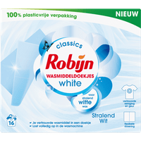 Robijn Wasmiddeldoekjes wit 16 wasb.