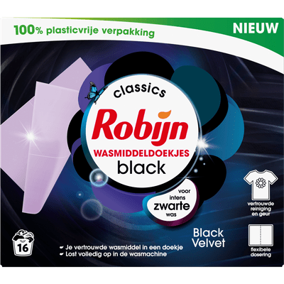 Robijn Wasmiddeldoekjes black 16 wasb.