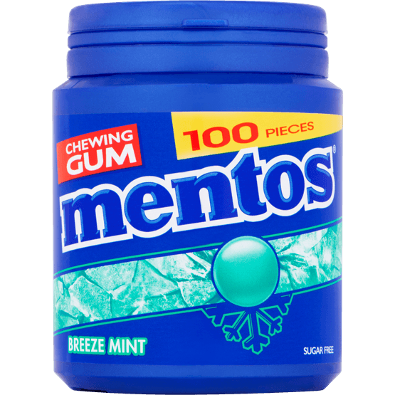 Foto van Mentos Kauwgom breezemint XL 100 stuks op witte achtergrond