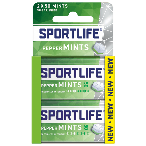 Foto van Sportlife Pepper mints sugar free 2-pack op witte achtergrond