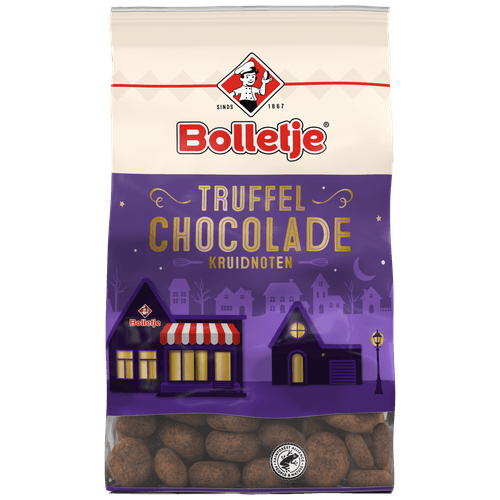 Foto van Bolletje Kruidnoten chocolade truffel op witte achtergrond