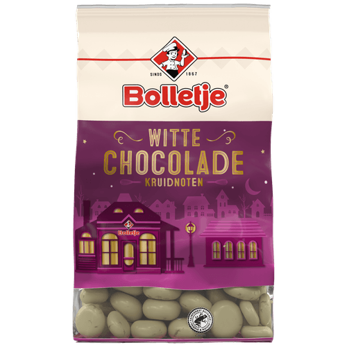 Foto van Bolletje Kruidnoten chocolade wit op witte achtergrond