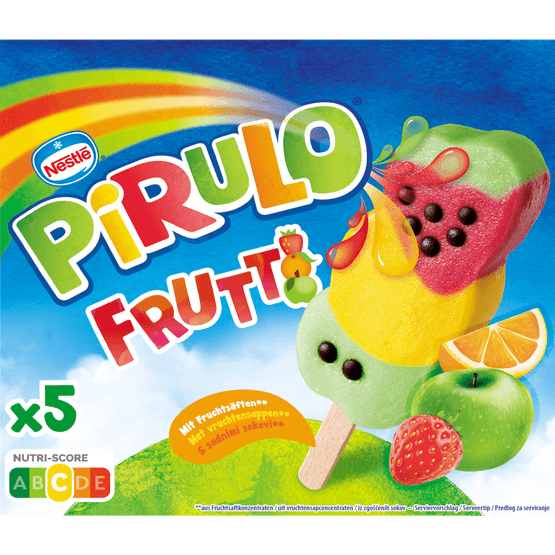 Foto van Nestlé Waterijs pirulo frutti 5 st. op witte achtergrond