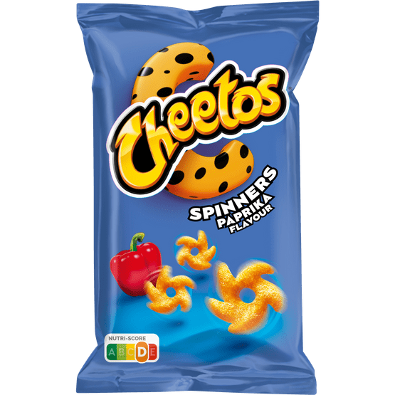 Foto van Cheetos Spinners paprika op witte achtergrond