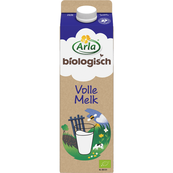 Foto van Arla Biologische volle melk op witte achtergrond