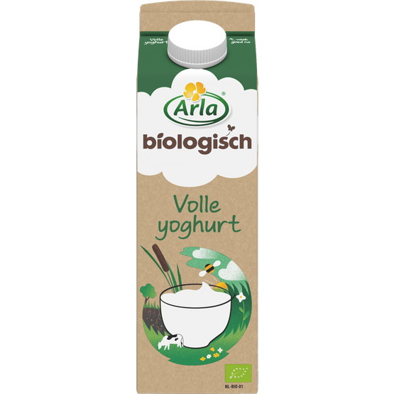 Foto van Arla Biologische volle yoghurt op witte achtergrond