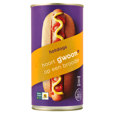 G'woon Hotdogs 8 stuks