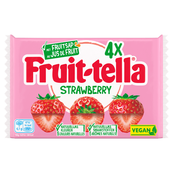 Foto van Fruittella Strawberry 4 stuks op witte achtergrond