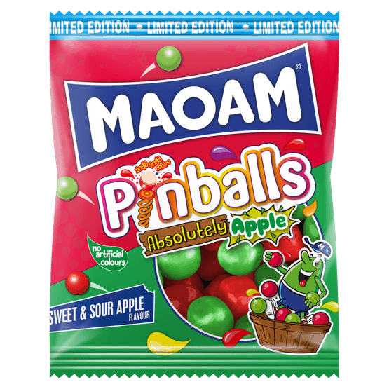 Foto van Maoam Pinballs apple op witte achtergrond