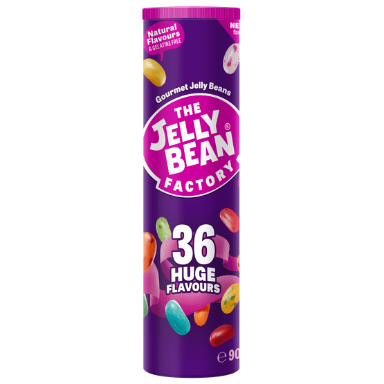 Foto van The Jelly Bean Factory 36 huge flavours op witte achtergrond