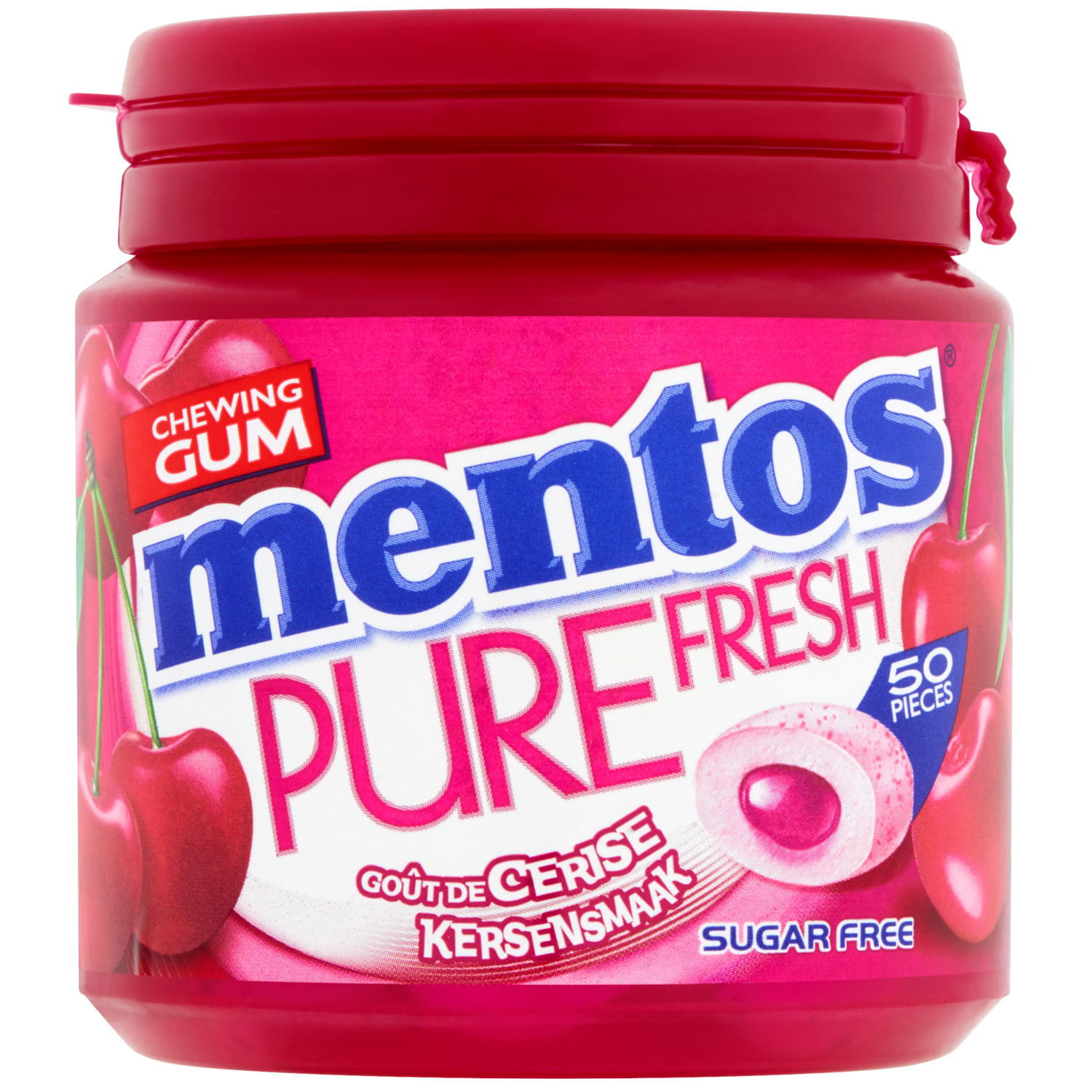 Afbeelding van Mentos Gum pure fresh cherry 50 stuks