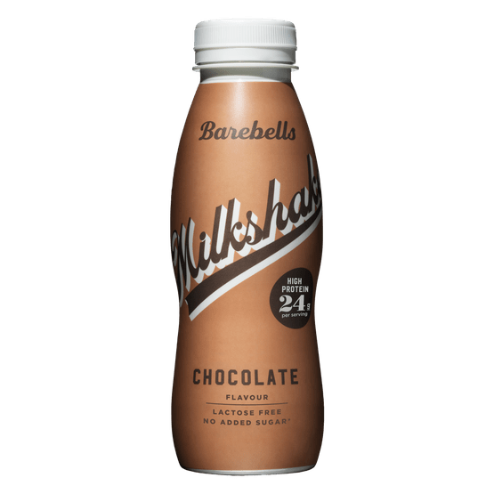 Foto van BAREBELLS Milkshake protein chocolate op witte achtergrond