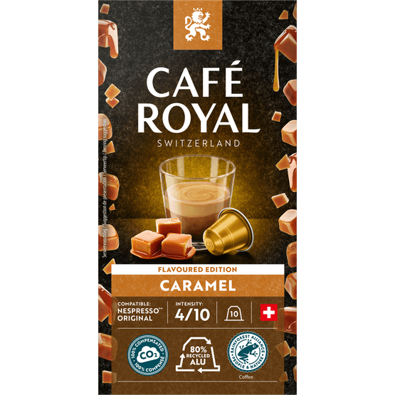 Foto van Café Royal Koffiecups caramel op witte achtergrond