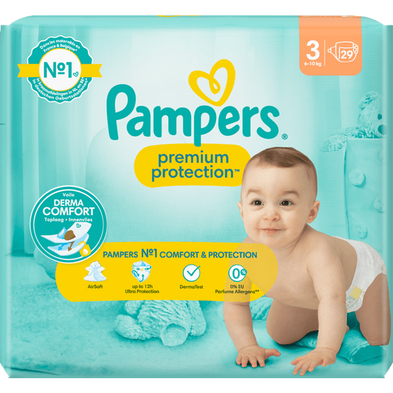 Foto van Pampers Premium protection luiers maat 3 op witte achtergrond