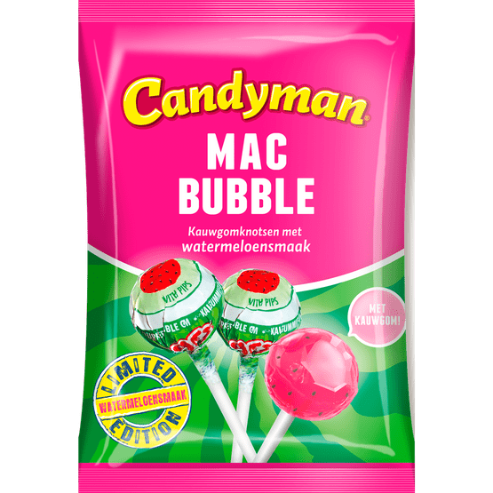 Foto van Candyman Macbubble watermeloen op witte achtergrond