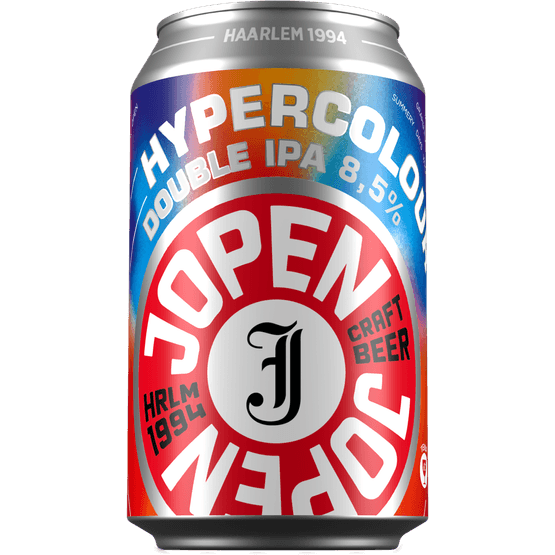 Foto van Jopen Hyper colour double ipa op witte achtergrond