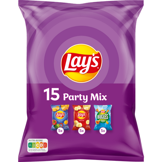 Foto van Lay's Party mix 3 smaken 15 zakjes op witte achtergrond