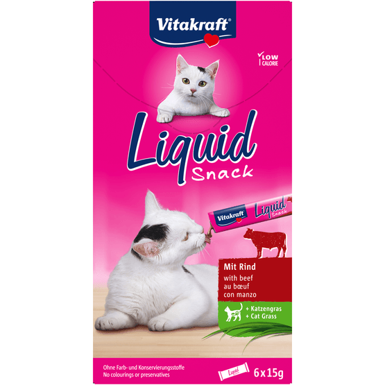 Foto van Vitakraft Kattensnacks liquid rund 6 st. op witte achtergrond