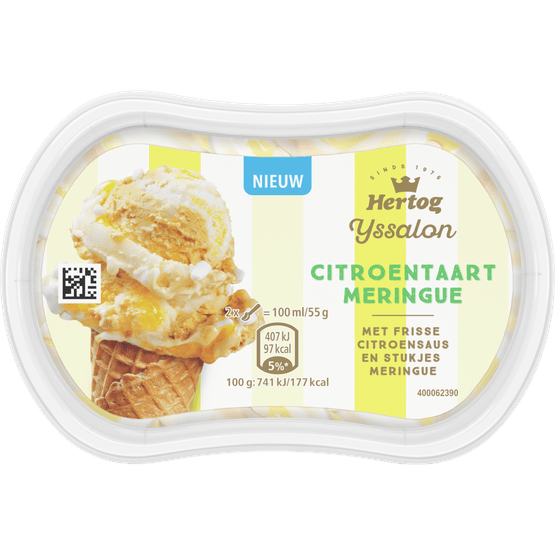 Foto van Hertog Mini citroentaart merengue op witte achtergrond