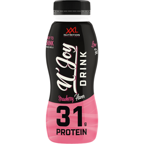 Foto van XXL NUTRITION Njoy protein drink aardbei op witte achtergrond