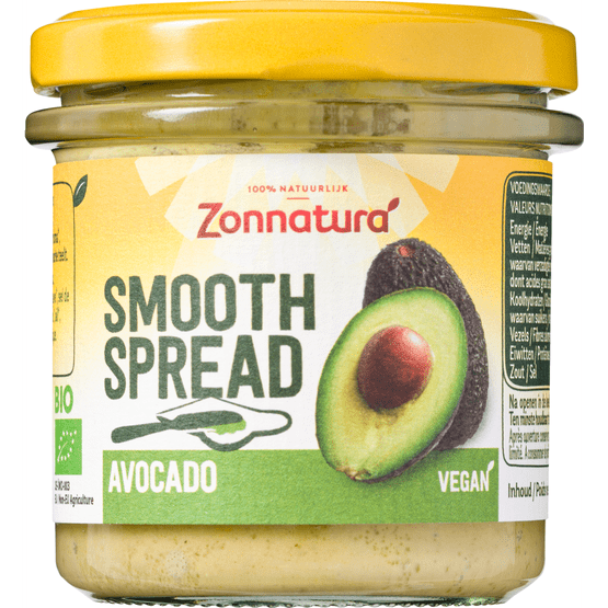 Foto van Zonnatura Smooth spread avocado op witte achtergrond