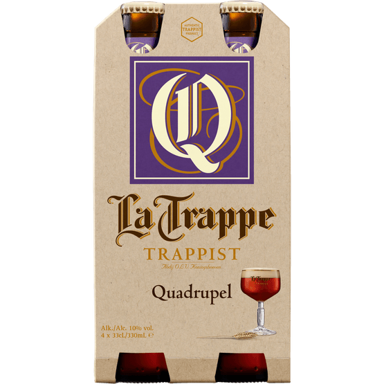 Foto van La Trappe Quadrupel 4x30 cl op witte achtergrond