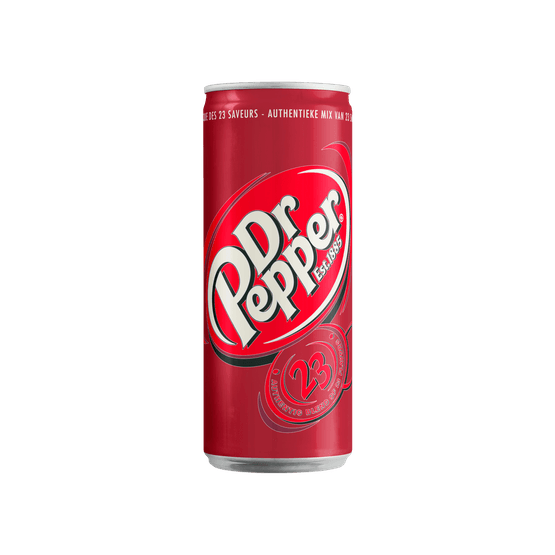 Foto van Dr Pepper Regular op witte achtergrond