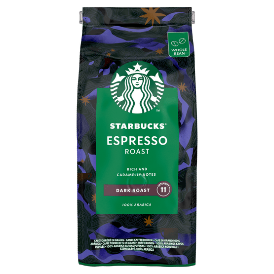 Foto van Starbucks Koffiebonen espresso dark roast op witte achtergrond