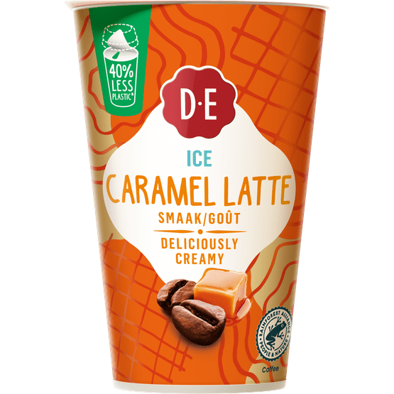 Foto van Douwe Egberts Ice caramel latte op witte achtergrond