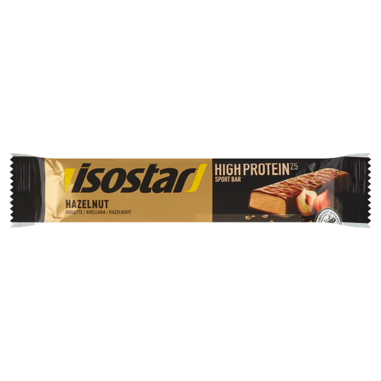 Foto van Isostar Powerplay high protein hazelnoot op witte achtergrond