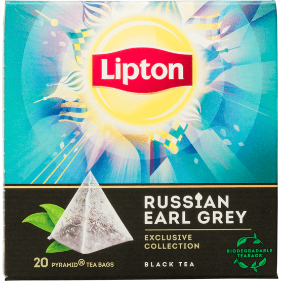 Foto van Lipton Zwarte thee russian earl grey kop 20 zakjes op witte achtergrond