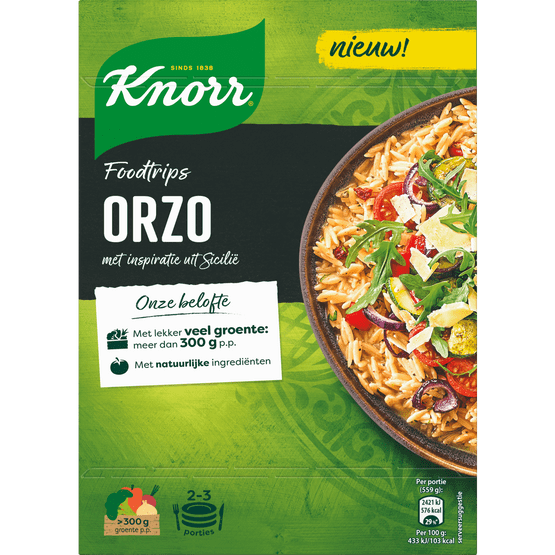 Foto van Knorr Wereldgerecht foodtrips orzo op witte achtergrond