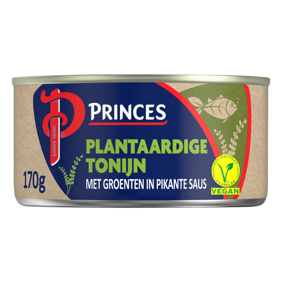 Foto van Princes Plantaardige tonijn met groenten op witte achtergrond