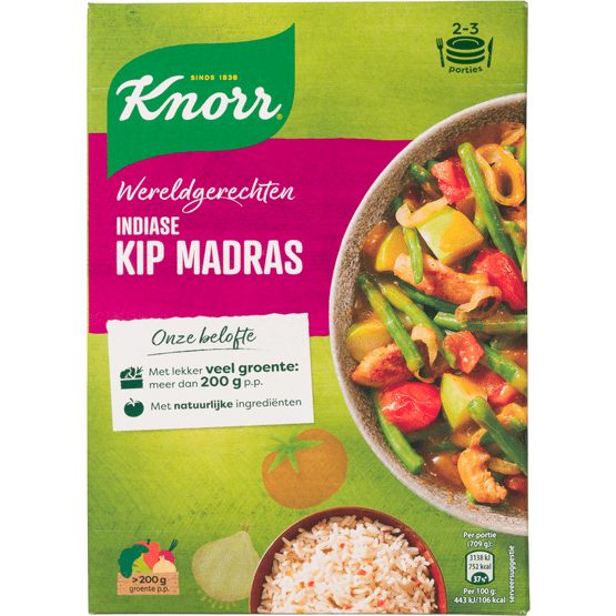 Foto van Knorr Wereldgerecht Indiase kip madras op witte achtergrond