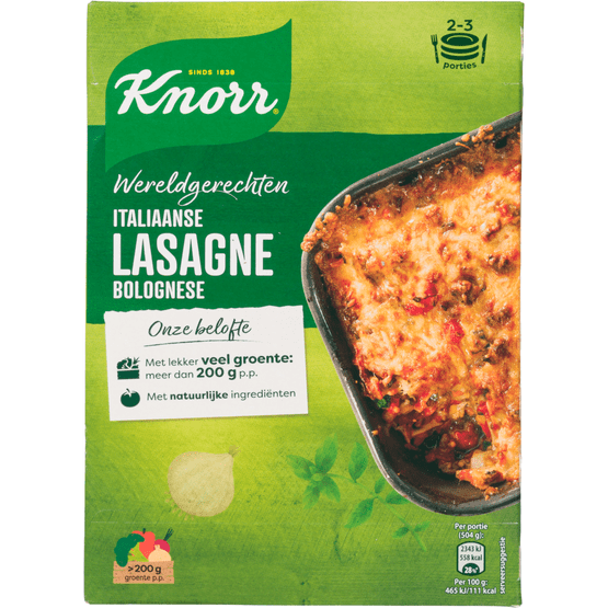 Foto van Knorr Wereldgerecht lasagne bolognese op witte achtergrond