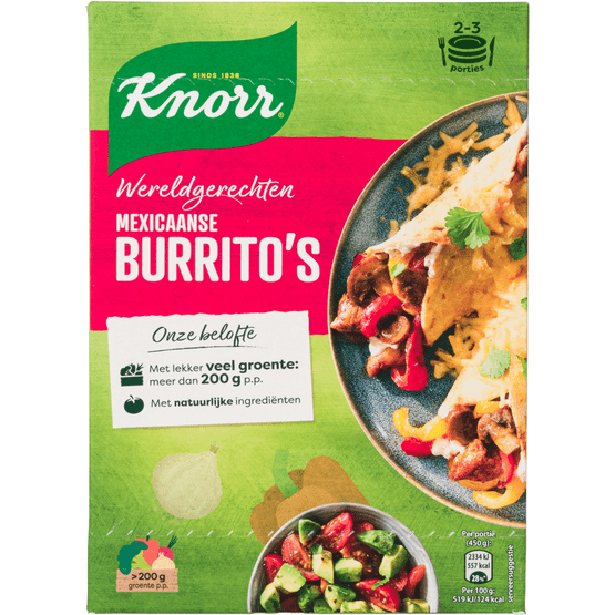 Foto van Knorr Wereldgerecht mexicaanse burritos op witte achtergrond