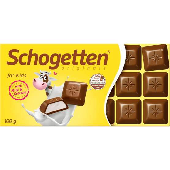 Foto van Schogetten Chocoladereep for kids op witte achtergrond