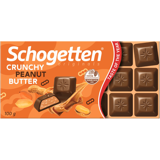 Foto van Schogetten Peanut butter crunchy op witte achtergrond